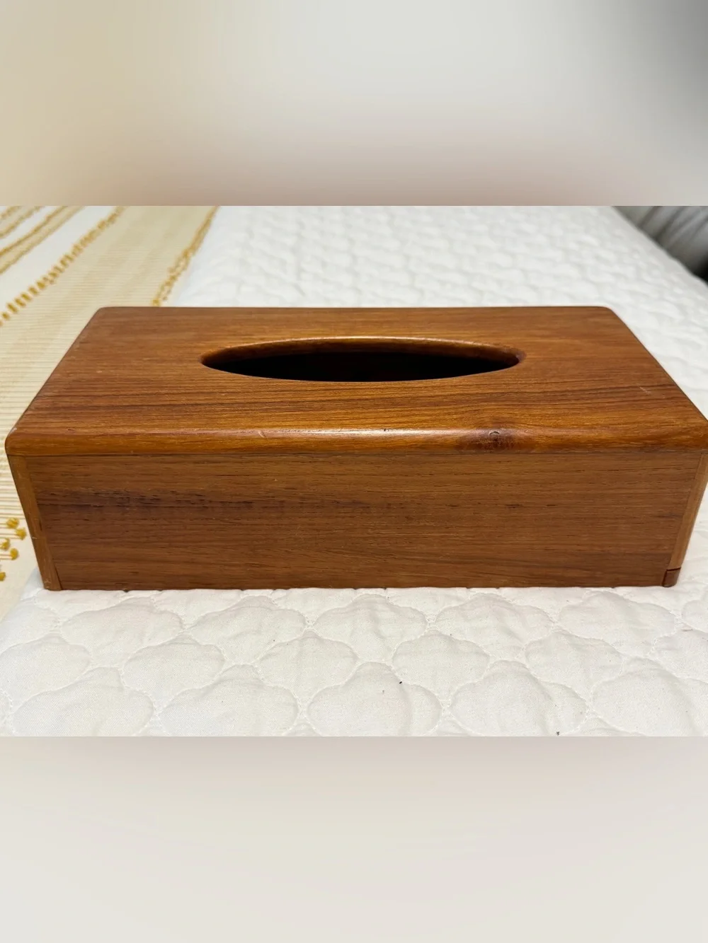 Wooden Teak Tissue Box Cover - Warm Brown